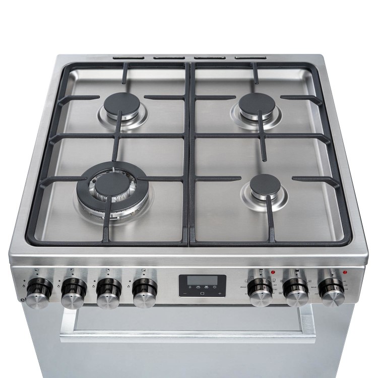 electriQ 60cm Double Oven Dual Fuel Cooker with Mirror Door