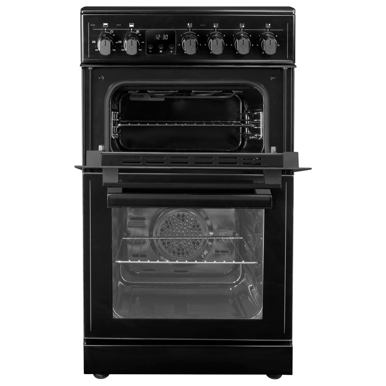 Refurbished electriQ EQEC50B3 50cm Double Cavity Electric Cooker with Ceramic Hob Black