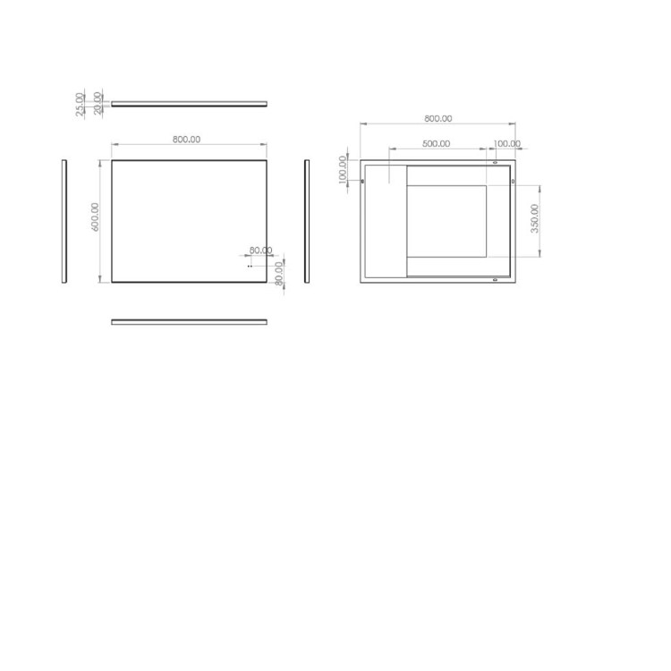 Rectangular Heated Bathroom Mirror with Lights 600 x 800mm- HiB Air 60