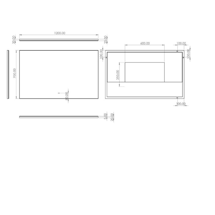 Rectangular Heated Bathroom Mirror with Lights 700 x 1200mm- HiB Air 120