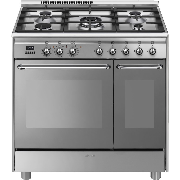 Refurbished Smeg Concert CG92PX9 90cm Dual Fuel Range Cooker Stainless Steel