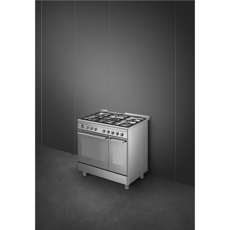 Refurbished Smeg Concert CG92PX9 90cm Dual Fuel Range Cooker Stainless Steel