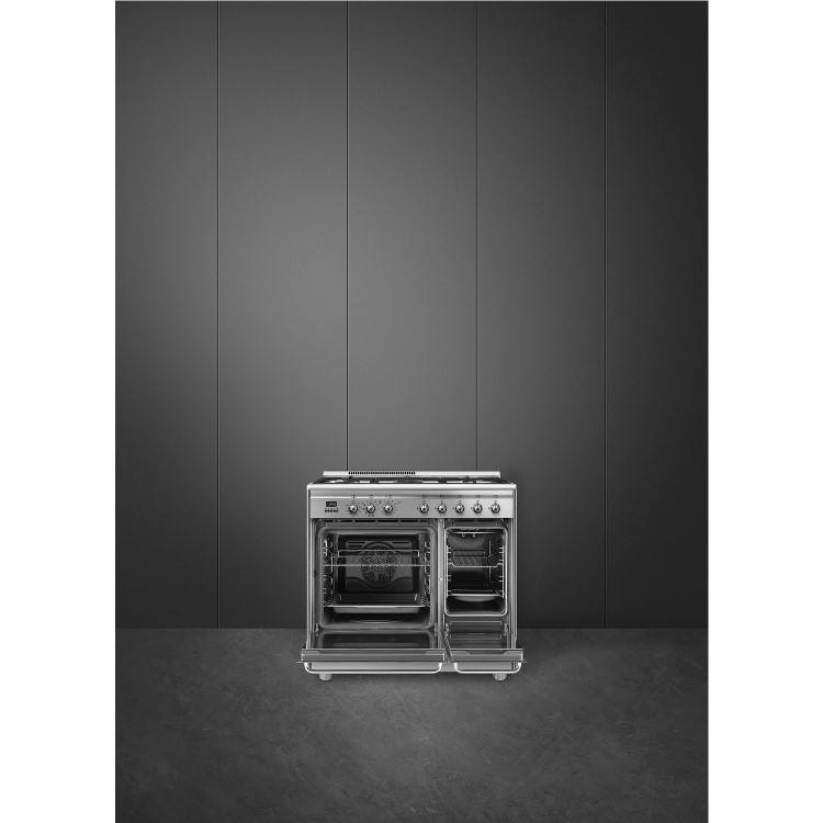 Refurbished Smeg Concert CG92PX9 90cm Dual Fuel Range Cooker Stainless Steel