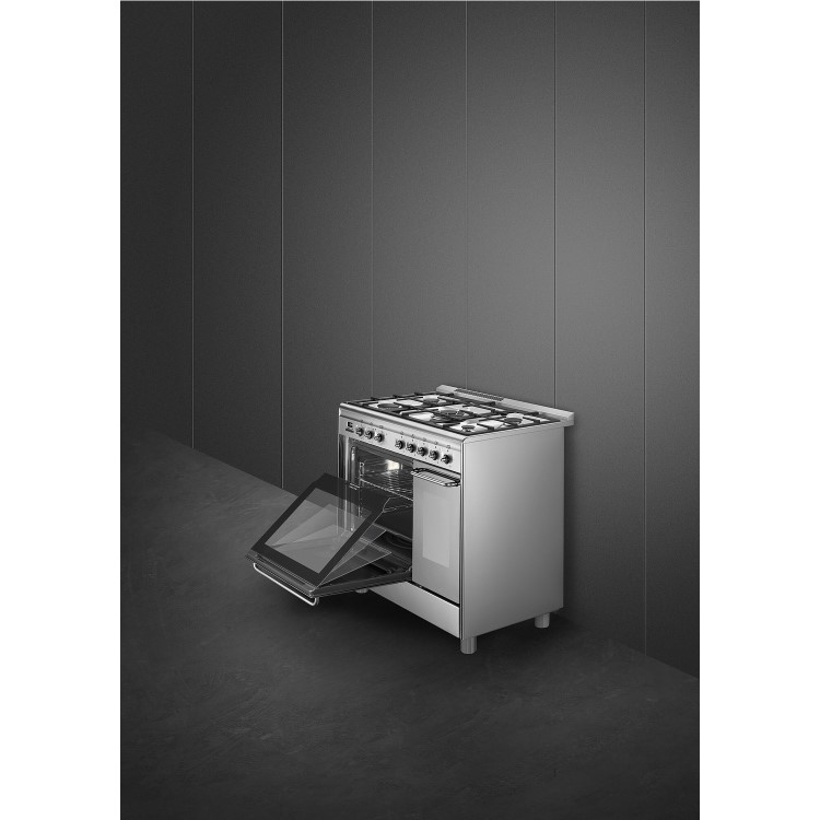 Refurbished Smeg Concert CG92PX9 90cm Dual Fuel Range Cooker Stainless Steel