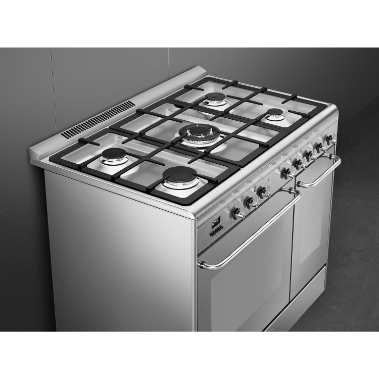 Refurbished Smeg Concert CG92PX9 90cm Dual Fuel Range Cooker Stainless Steel