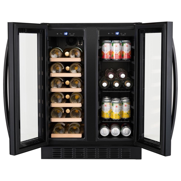 Refurbished electriQ eiQ60DDWINEBG Freestanding 34 Bottle Dual Zone Wine and Drinks Cooler Black Glass