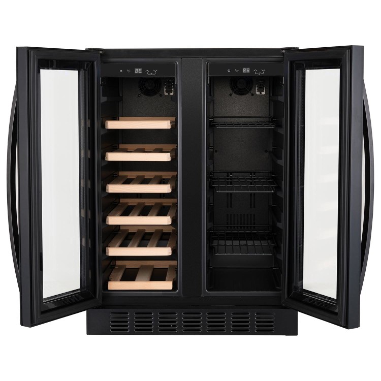 Refurbished electriQ eiQ60DDWINEBG Freestanding 34 Bottle Dual Zone Wine and Drinks Cooler Black Glass