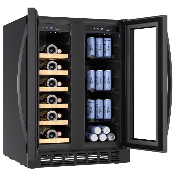 Refurbished electriQ eiQ60DDWINEBG Freestanding 34 Bottle Dual Zone Wine and Drinks Cooler Black Glass