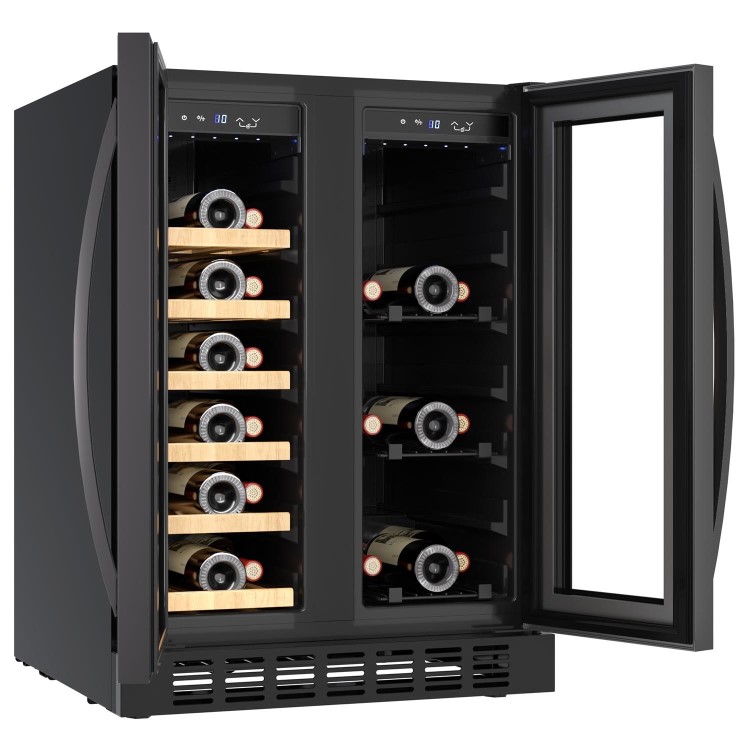 Refurbished electriQ eiQ60DDWINEBG Freestanding 34 Bottle Dual Zone Wine and Drinks Cooler Black Glass