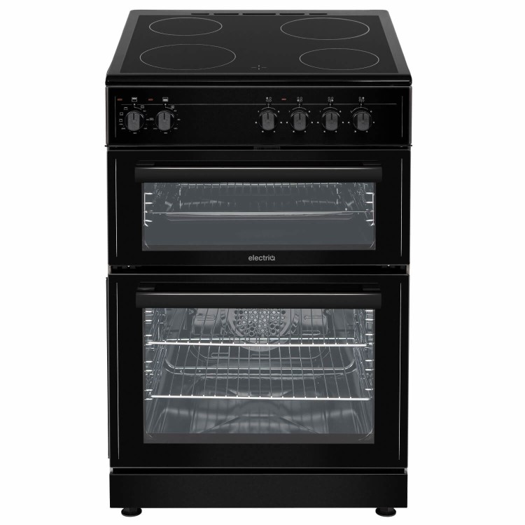 electriQ 60cm Double Oven Electric Cooker - Black