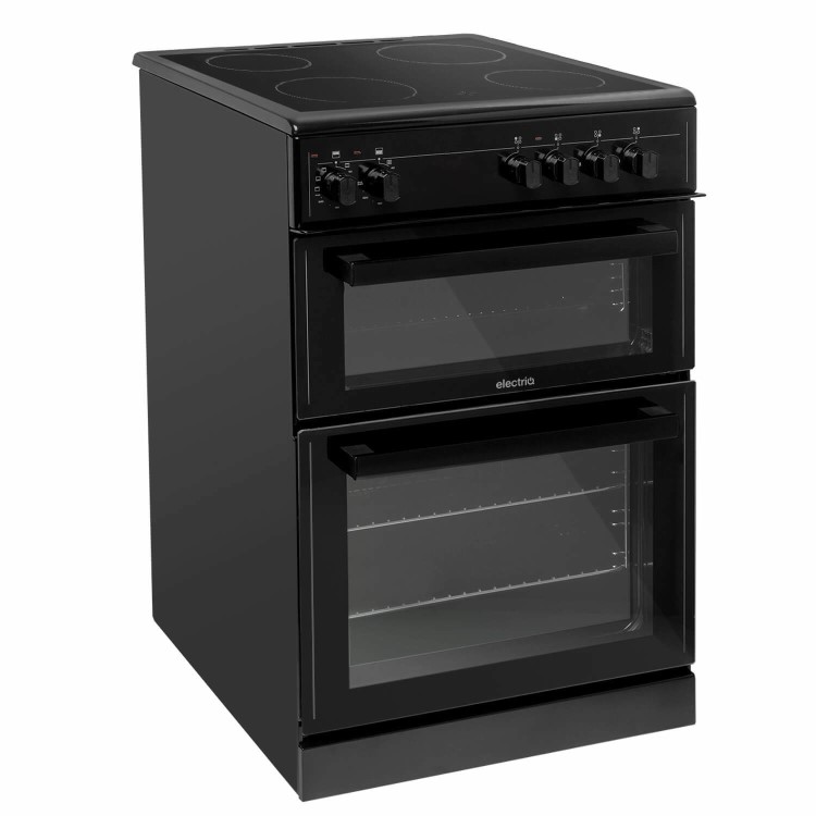 Refurbished electriQ EQEC60B5 60cm Double Oven Electric Cooker with Ceramic Hob Black