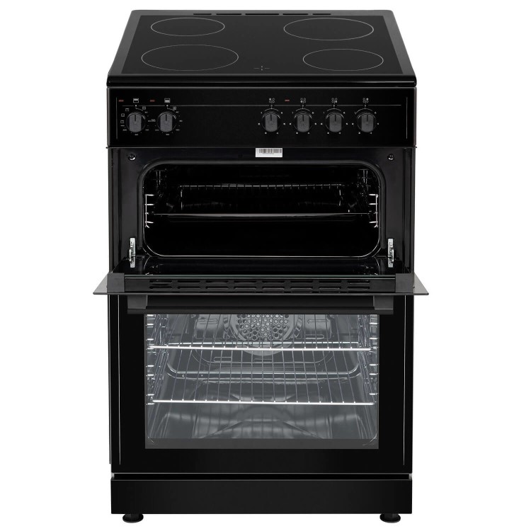 Refurbished electriQ EQEC60B5 60cm Double Oven Electric Cooker with Ceramic Hob Black