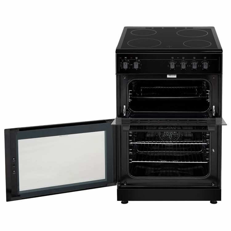 Refurbished electriQ EQEC60B5 60cm Double Oven Electric Cooker with Ceramic Hob Black