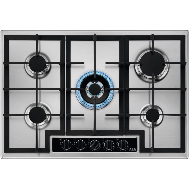 Refurbished AEG HGB75420YM 75cm 5 Burner Gas Hob Stainless Steel