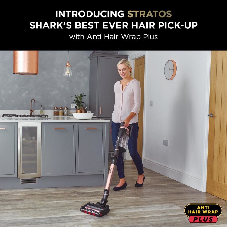 Shark IZ400UK Stratos Anti Hair Wrap Plus Cordless Stick Vacuum Cleaner - Rose Gold