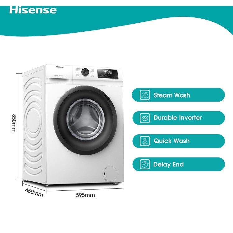 Hisense 1 Series 7kg 1200rpm Washing Machine - White