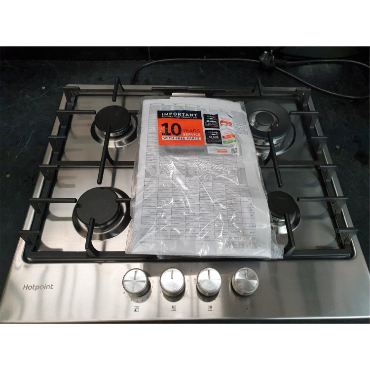 Refurbished Hotpoint PPH60GDFIXUK 59cm 4 Burner Gas Hob Stainless Steel