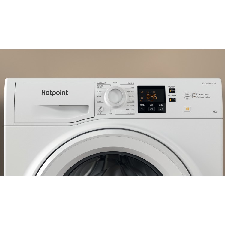 Refurbished Hotpoint NSWM965CWUKN Freestanding 9KG 1600 Spin Washing Machine White