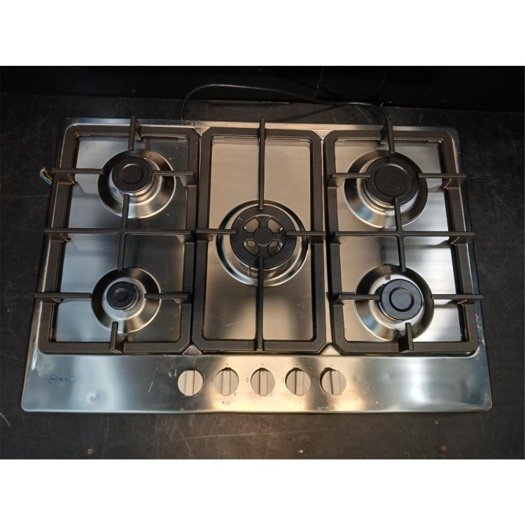 Refurbished Neff N50 T27BB59N0 75cm 5 Burner Gas Hob with Cast Iron Pan Stands Stainless Steel