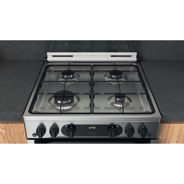 Refurbished Hotpoint HDM67G0CCX 60cm Double Oven Gas Cooker Stainless Stee