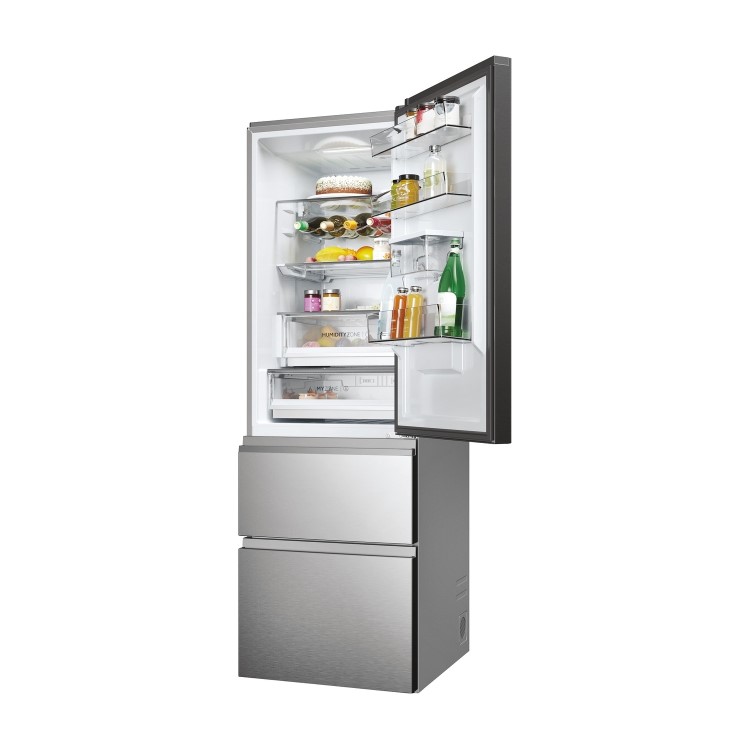 Refurbished Haier 3D 60 Series 5 HTW5618DWMG Freestanding 357 Litre 60/40 Frost Free Fridge Freezer Silver