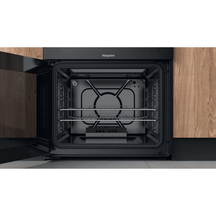 Hotpoint 60cm Double Oven Gas Cooker with Lid - Black