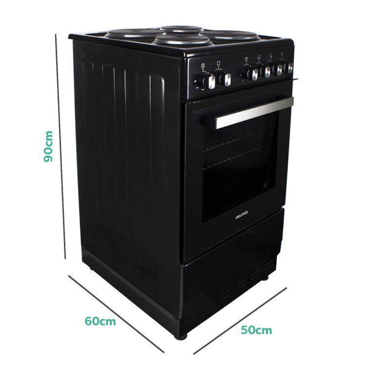 electriQ 50cm Electric Cooker with Sealed Plate Hob - Black