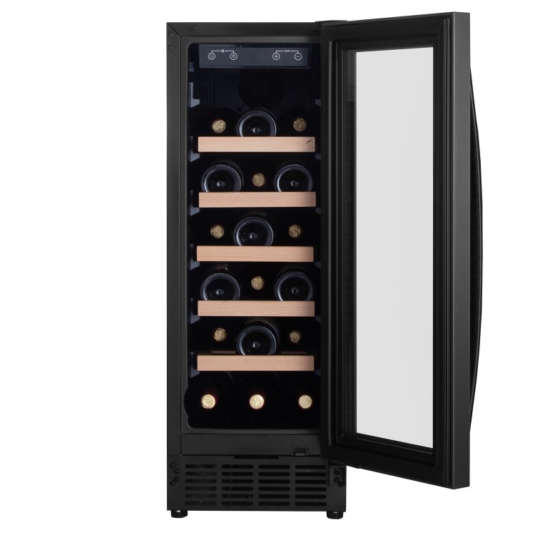 electriQ 18 Bottle Capacity 30cm Freestanding Under Counter Wine Cooler - Premium Dark Stainless Steel