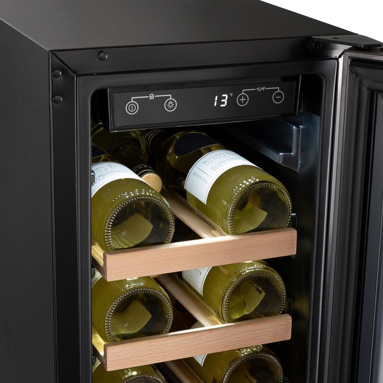 Refurbished electriQ EIQ30WINEPREM Freestanding 18 Bottle Under Counter Wine Cooler Premium Dark Stainless Steel