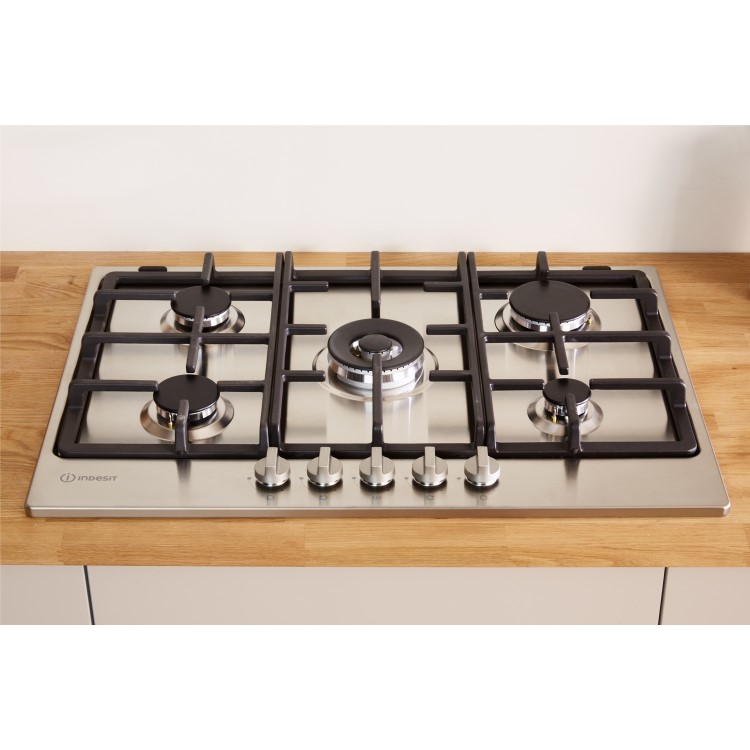 Refurbished Indesit Aria THP751PIXI 75cm 5 Burner Gas Hob Stainless Steel