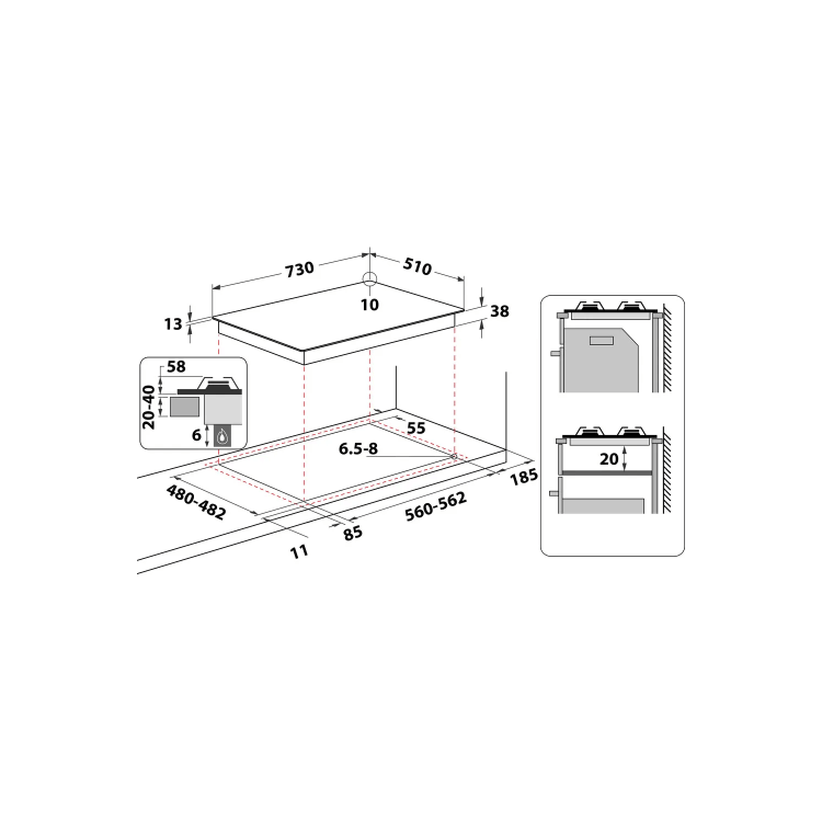 Refurbished Indesit Aria THP751PIXI 75cm 5 Burner Gas Hob Stainless Steel