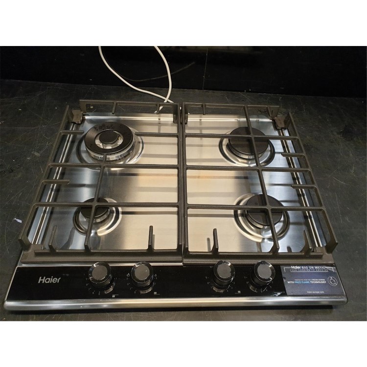 Refurbished Haier HAHG6BR4S2X 60cm 4 Burner Gas Hob Stainless Steel