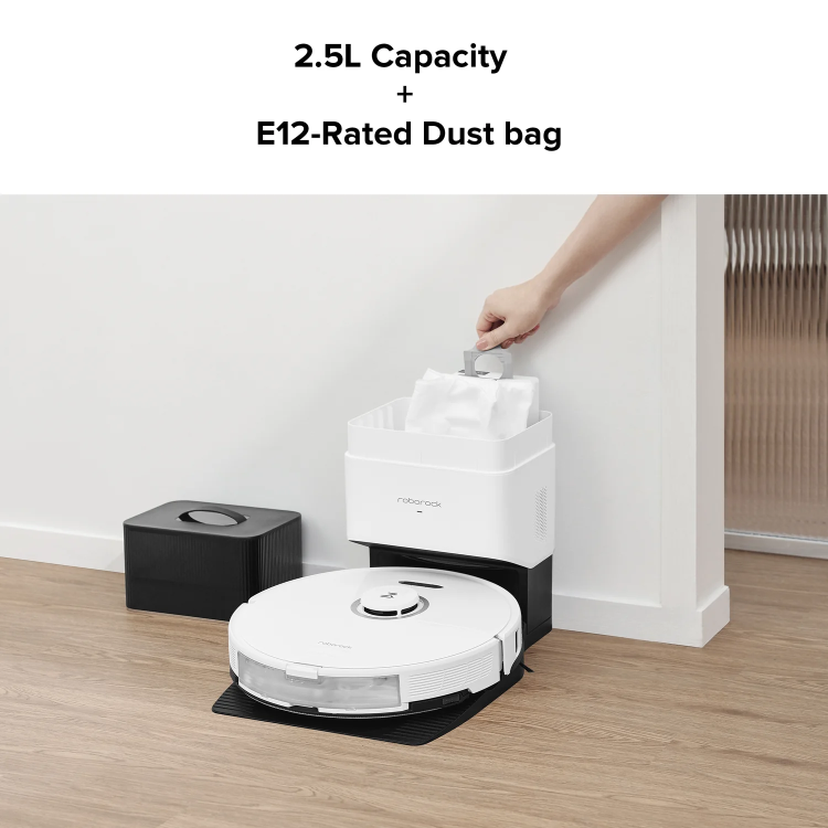 Refurbished Roborock S8+ Robot Vacuum Cleaner with RockDock Plus DuoRoller Brush and VibraRise Mopping system 6000Pa - White