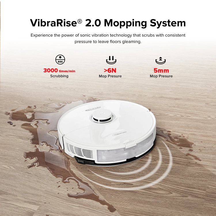 Refurbished Roborock S8+ Robot Vacuum Cleaner with RockDock Plus DuoRoller Brush and VibraRise Mopping system 6000Pa - White