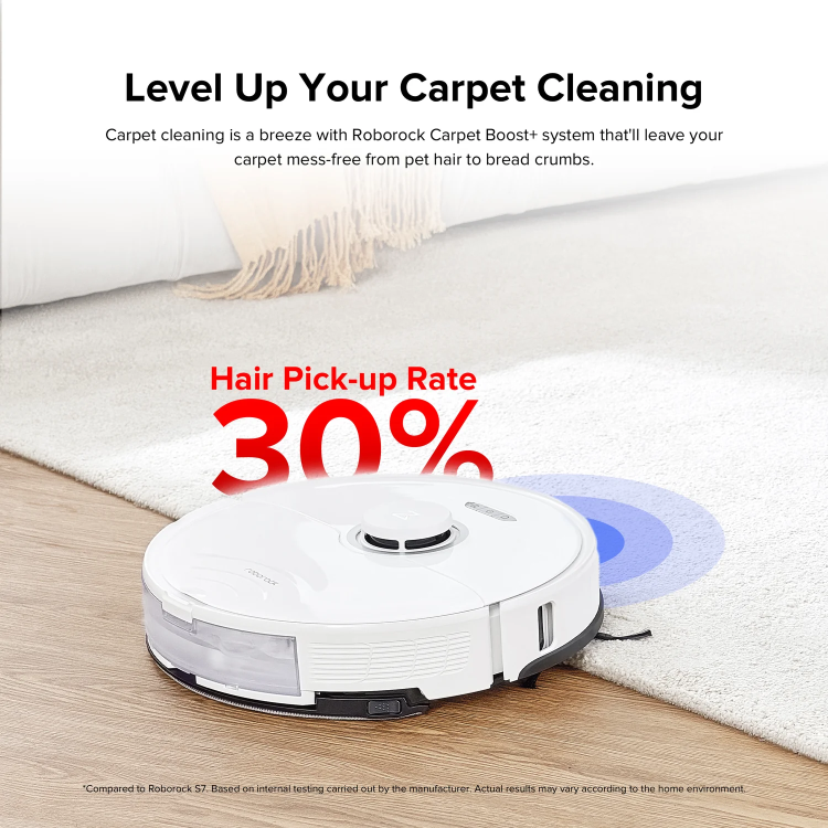 Refurbished Roborock S8+ Robot Vacuum Cleaner with RockDock Plus DuoRoller Brush and VibraRise Mopping system 6000Pa - White