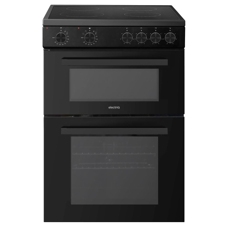 Refurbished electriQ EQEC60TWB4 60cm Ceramic Twin Cavity Cooker Black
