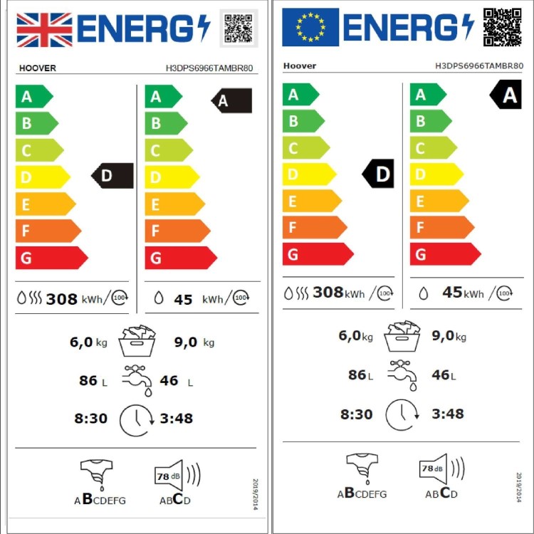 Hoover H-Wash 350 9kg Wash 6kg Dry 1600rpm Washer Dryer - Graphite