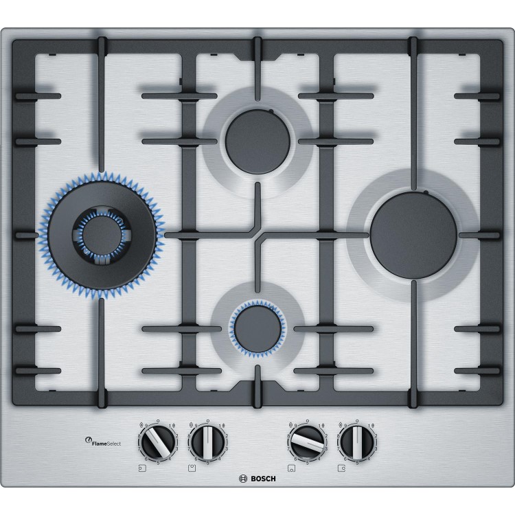 Refurbished Bosch Series 6 PCI6A5B90 60cm 4 burner Gas Hob Stainless Steel