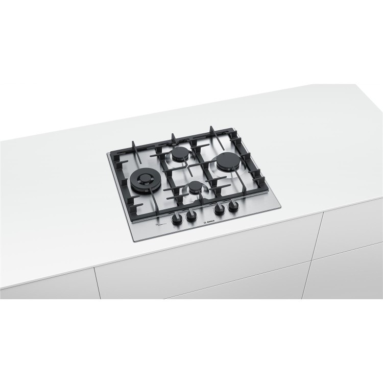 Refurbished Bosch Series 6 PCI6A5B90 60cm 4 burner Gas Hob Stainless Steel