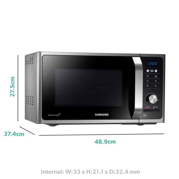 Refurbished Samsung MS23F301TAS 23L 800W Solo Microwave Oven Stainless Steel