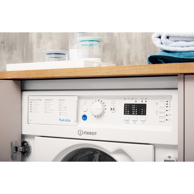 Indesit Push&Go 7kg 1200rpm Integrated Washing Machine - White