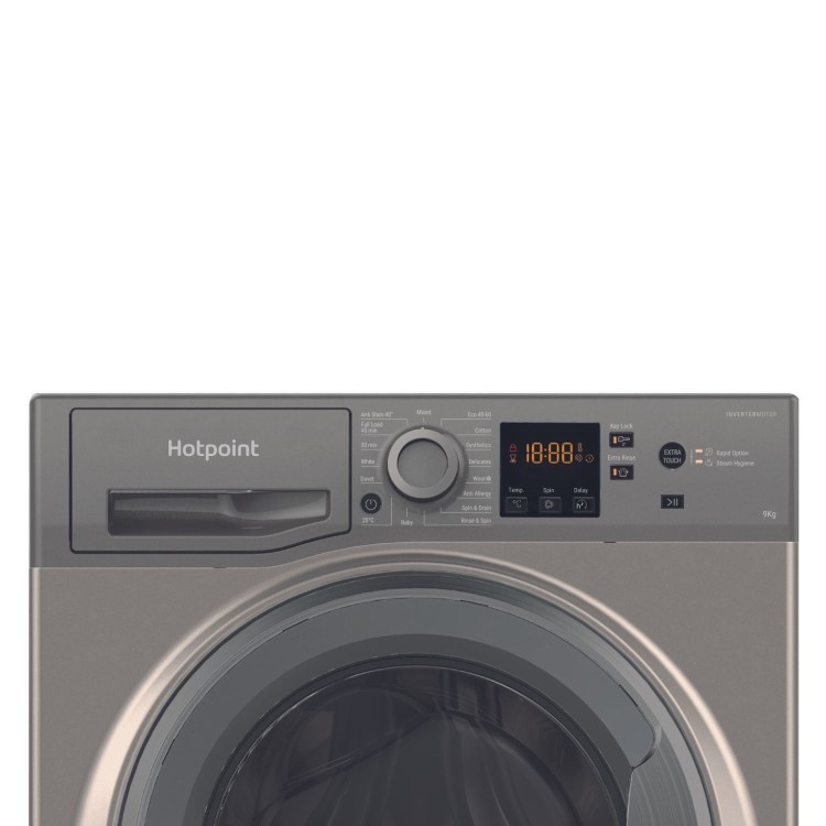 Refurbished Hotpoint AntiStain NSWM946GGUK Freestanding 9KG 1400 Spin Washing Machine Graphite