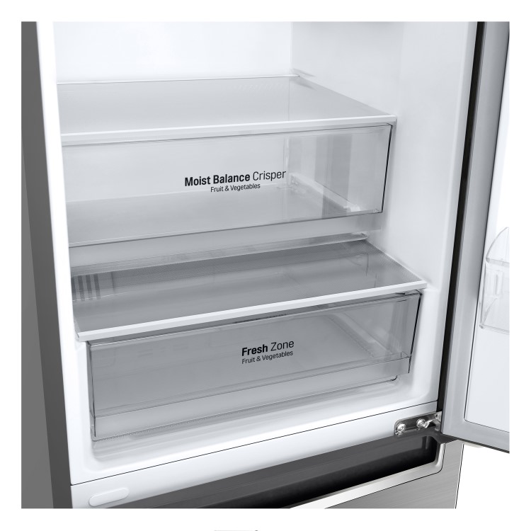 LG NatureFRESH 384 Litre 70/30 Freestanding Fridge Freezer - Shiny Steel