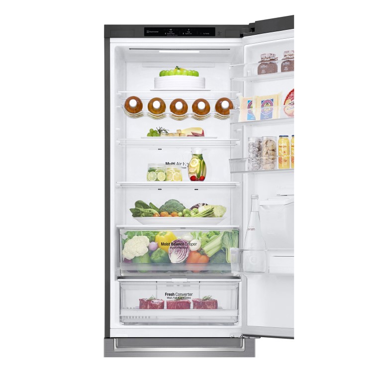 Refurbished LG NatureFRESH GBF62PZGGN Freestanding 384 Litre 70/30 Frost Free Fridge Freezer Shiny Steel