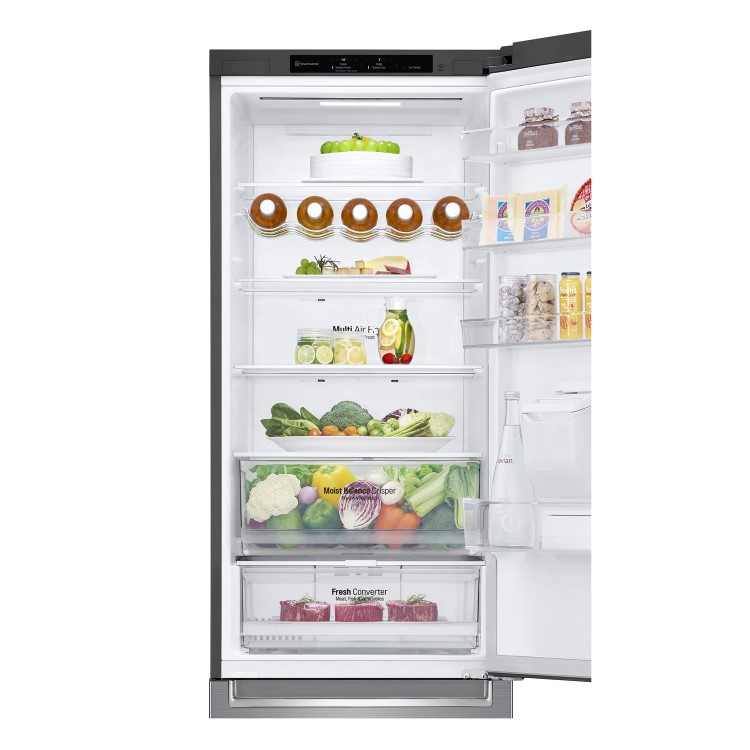 LG NatureFRESH 384 Litre 70/30 Freestanding Fridge Freezer - Shiny Steel