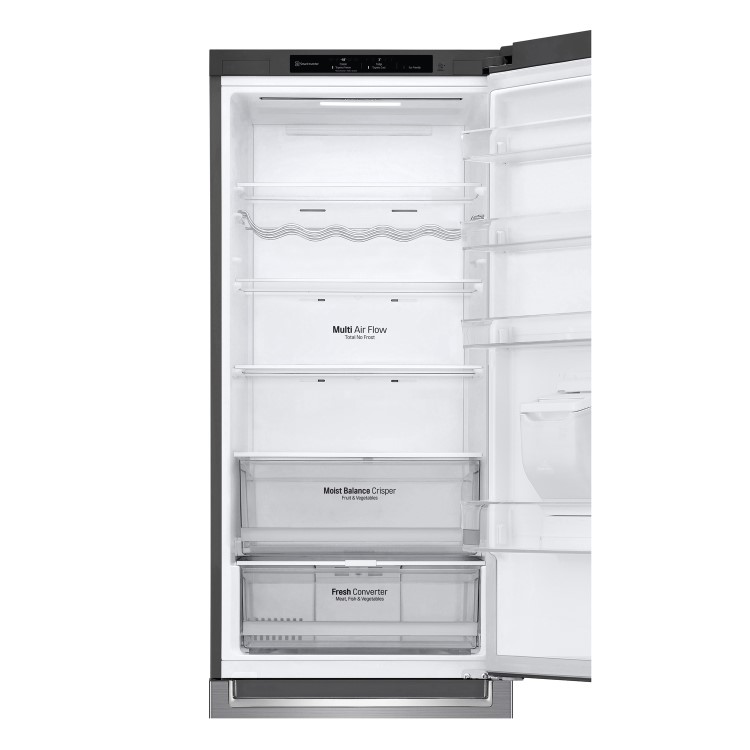 LG NatureFRESH 384 Litre 70/30 Freestanding Fridge Freezer - Shiny Steel