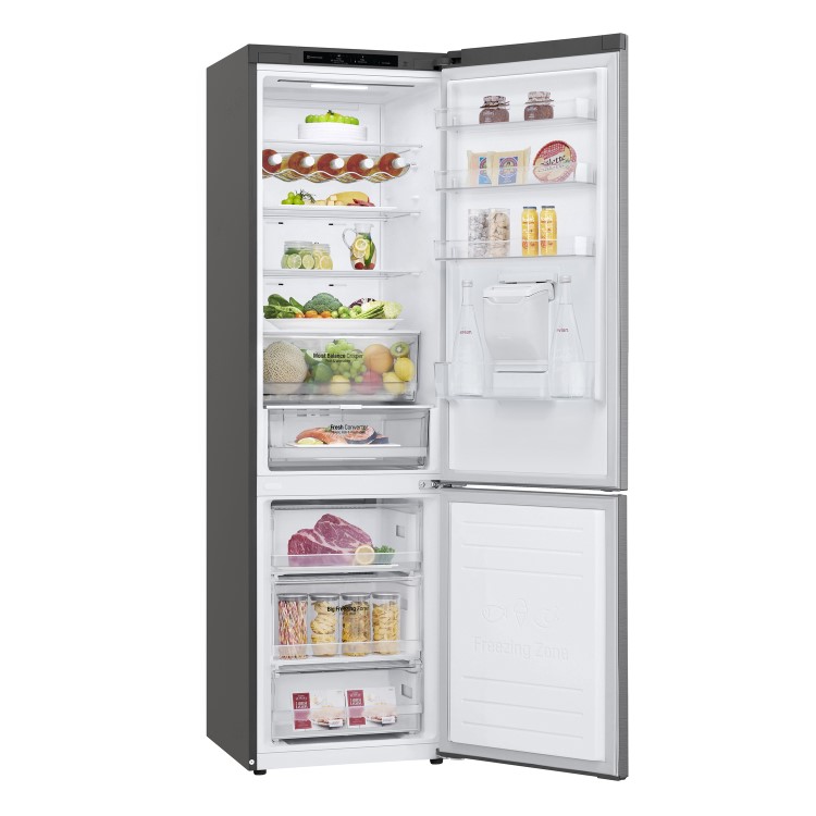 Refurbished LG NatureFRESH GBF62PZGGN Freestanding 384 Litre 70/30 Frost Free Fridge Freezer Shiny Steel