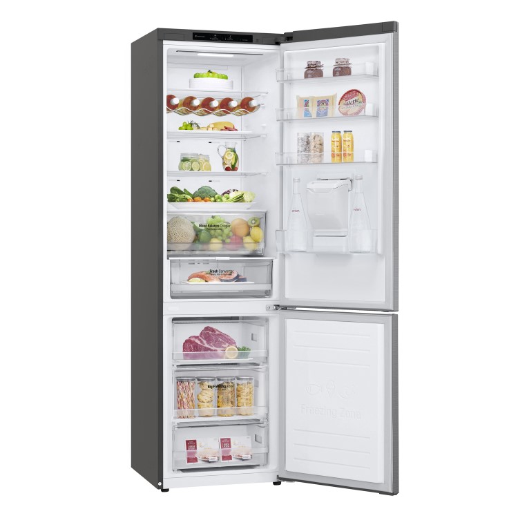 LG NatureFRESH 384 Litre 70/30 Freestanding Fridge Freezer - Shiny Steel
