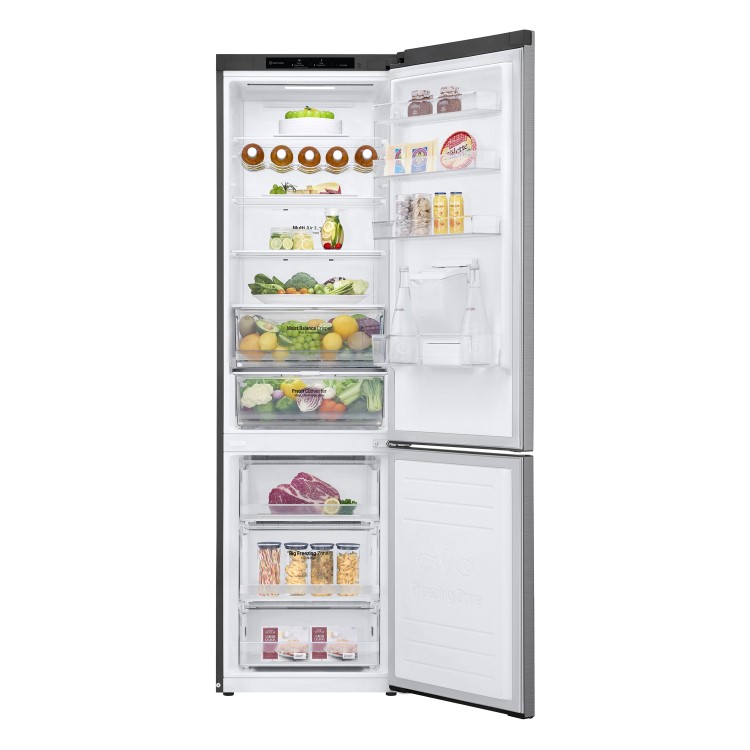 Refurbished LG NatureFRESH GBF62PZGGN Freestanding 384 Litre 70/30 Frost Free Fridge Freezer Shiny Steel