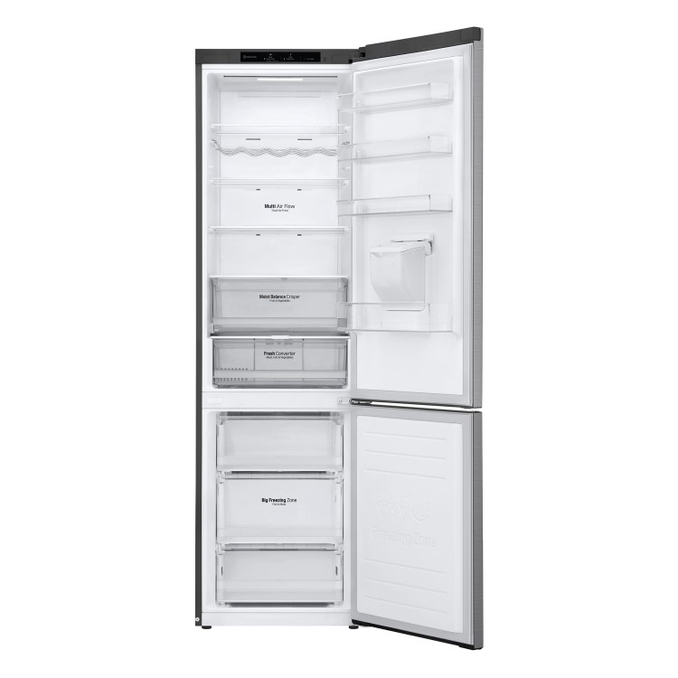 LG NatureFRESH 384 Litre 70/30 Freestanding Fridge Freezer - Shiny Steel